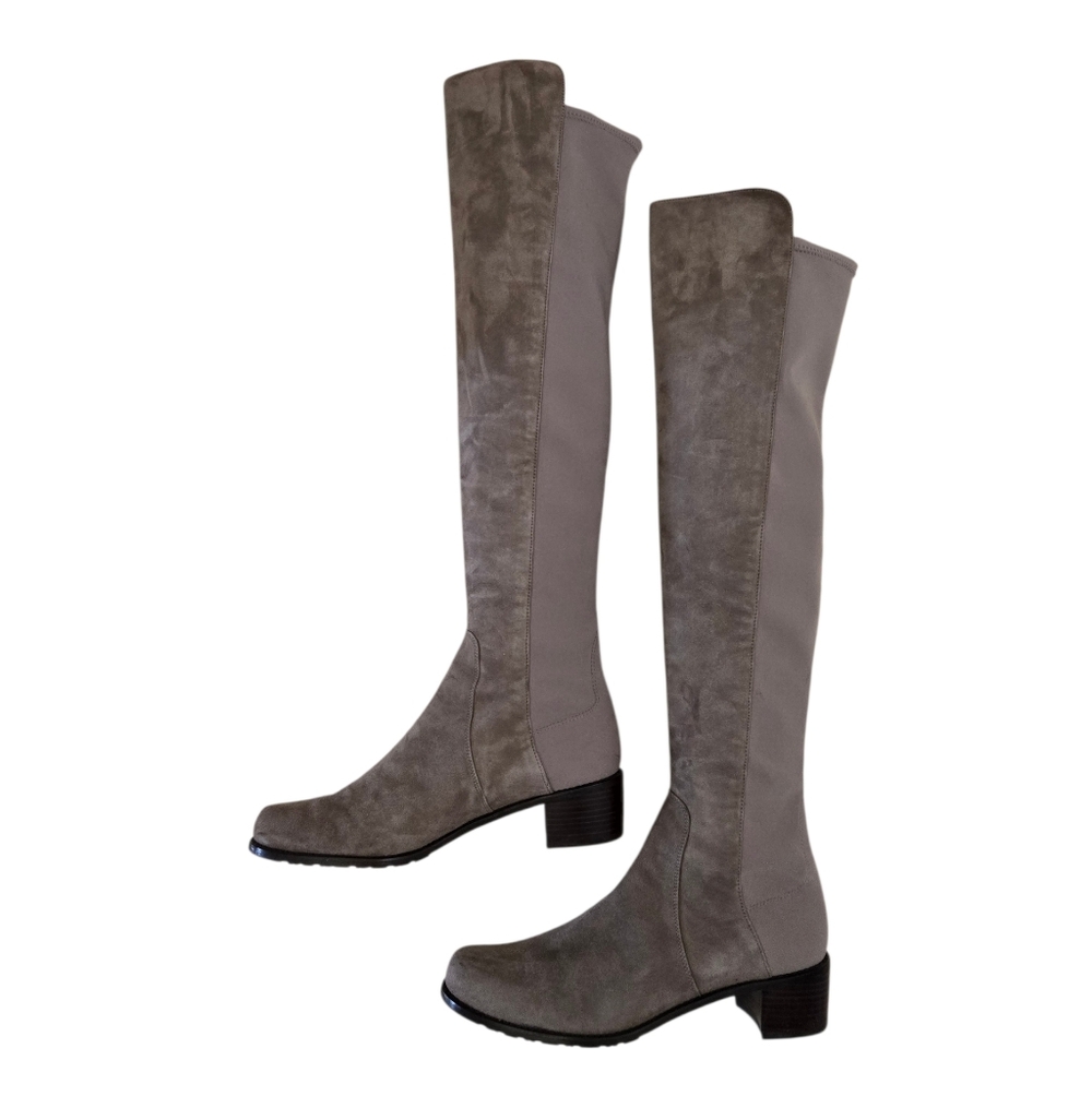 Stuart Weitzman Reserve Over-the-knee Suede/Stretch (50/50) Block Heel Boots